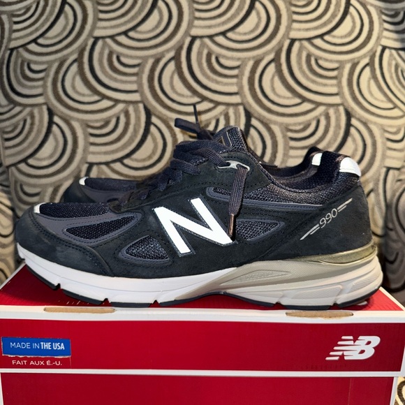 New Balance 990 V4 Men's Navy Sneakers - Picture 4 of 11